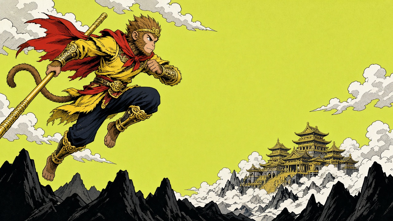 西游记漫画封面：孙悟空腾云大闹天宫